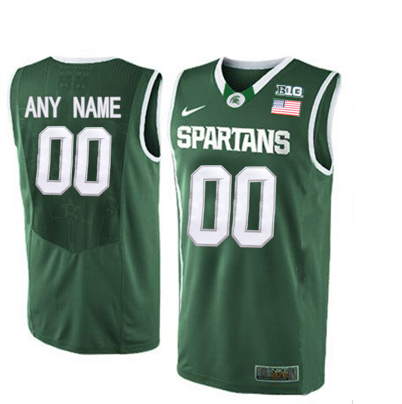 Michigan State Spartans Customized College Basketball Authentic Jersey Green